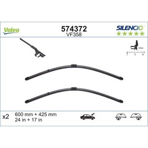 METLICE(SPOJLER),SET 600/425mm - SILENCIO X.TRM,VALEO
