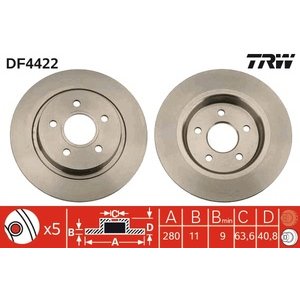 DISK ZADNJI  280 x 11  5/108 - FOCUS II, S40 II, V50: 04-