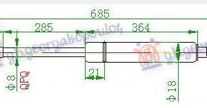 AMORTIZER HAUBE (685L-150N) - PEUGEOT 106 1996-2003 (1S/1A/1C)