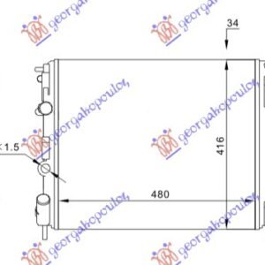 HLADNJAK MOTORA BENZIN/DIZEL (48x41) SA PUMPOM - RENAULT CLIO II 1998-2001 (BB/CB)