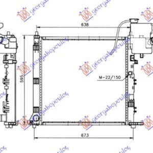 HLADNJAK MOTORA BENZIN/DIZEL (MAN) (-AC) (570x560) (HELLA) - MERCEDES VITO 1996-2004 (W638)