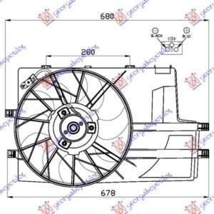 VENTILATOR KOMPLET (BENZIN/DIZEL) (HLADNJAK SA POSUDOM) - MERCEDES A CLASS 1998-2004 (W168)