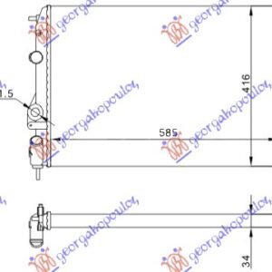 HLADNJAK MOTORA 1.4/1.6/1.8/2.0 (MAN/AUTO) (+AC) (58.5x41) - RENAULT MEGANE SDN 1999-2002 (LM0/LM1)