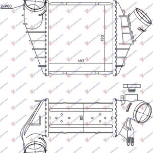 HLADNJAK INTERKULERA 1.8T BENZIN - 1.9 TDI -02 (183x190x85) - VW NEW BEETLE 1998-2011 (9C1/1C1/1Y7)