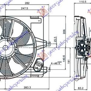 VENTILATOR KOMPLET (1.4/1.6) (38cm) - DACIA SANDERO I 2008-2012 (BS)