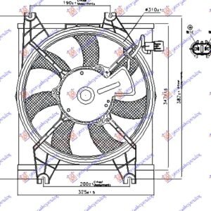 VENTILATOR KLIME KOMPLET (BENZIN) (310mm) (2 PIN) - HYUNDAI ACCENT SDN 1999-2002 (LC)