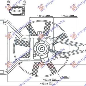 VENTILATOR HLADNJAKA KOMPLET (BENZIN) (-AC) - CITROEN SAXO 1999-2004 (S0/S1)
