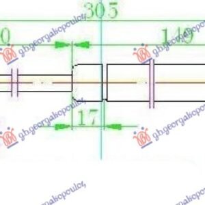 AMORTIZER GEPEK VRATA (305L-130N) - SMART FORTWO 1998-2007 (450)