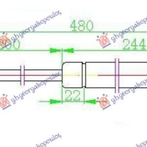 AMORTIZER GEPEK VRATA (480L-420N) - LANCIA Y 2003-2011 (843)