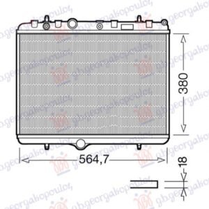 HLADNJAK MOTORA BENZIN-DIZEL (38x55x1.8) SA NOSACEM VENTILATORA (HELLA) - PEUGEOT 407 2004-2010 (6D/6C)