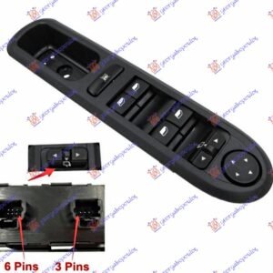 PREKIDAC U PREDNJIM VRATIMA (4 TASTERA) (9 PIN) - PEUGEOT 407 2004-2010 (6D/6C)