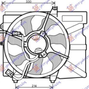 VENTILATOR KOMPLET (BENZIN) (+/-AC) (DONJI NOSACI 215mm) - HYUNDAI GETZ 2002-2005 (TB)