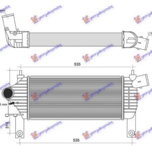 HLADNJAK INTERKULERA 2.5/3.0 DCI DIZEL (455x202) - NISSAN P/U NAVARA 2WD-4WD 2005-2010 (D40)