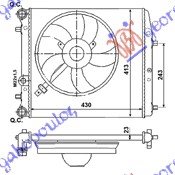 HLADNJAK MOTORA ZA SVE MODELE (-AC) (43x41) SA VENTILATOROM - SEAT IBIZA 2002-2008 (6L1)