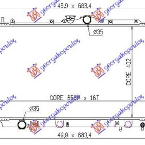 HLADNJAK MOTORA 1.3/1.6/1.8 BENZIN (40.2x66.5x1.6) - MITSUBISHI CARISMA 1996-2005 (DA)