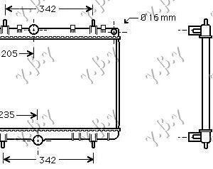 HLADNJAK MOTORA BENZIN/DIZEL (38x55x1.8) SA NOSACEM VENTILATORA - PEUGEOT 307 2005-2007 (3A/3C)