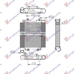 HLADNJAK INTERKULERA 2.5-3.0 D DIZEL (376x375x65) - ISUZU P/U D-MAX 2007-2013 (TFR/TFS)