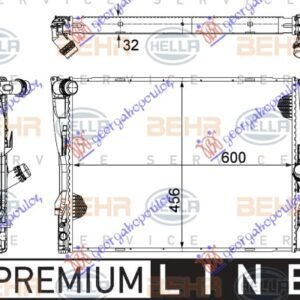 HLADNJAK MOTORA ZA SVE MODELE BENZIN (AUTO) (600x460x32) 1 CEV (MAHLE BEHR PREMIUM LINE) - BMW SERIES 1 3/5D 2004-2011 (E81/E87)