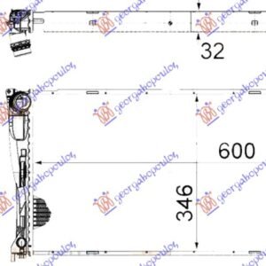 HLADNJAK MOTORA 3.0 (135i) BENZIN (MAN) - 2.0 (116D/118D/120D/123D) DIZEL (MANUAL/AUTOMATIC) (600x340x32) 1 TUBE (MAHLE BEHR) - BMW SERIES 1 3/5D 2004-2011 (E81/E87)