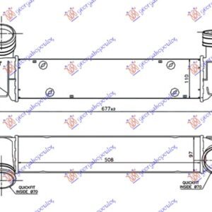 HLADNJAK INTERKULERA 3.0 (325D-330D) BENZIN (510x100x105) CEV 70-70 - BMW SERIES 3 SDN/S.W. 2005-2008 (E90/E91)