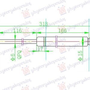 AMORTIZER GEPEK STAKLA (315L-160N) - TOYOTA HI-LUX 2WD/4WD 2005-2009 (N1/N2/N3)