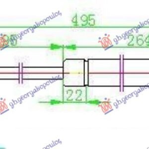 AMORTIZER GEPEK VRATA (493L-445N) - TOYOTA PRIUS 2004-2009 (W2)