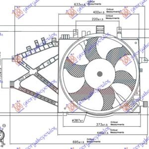 VENTILATOR HLADNJAKA KOMPLET BENZIN/DIZEL (+/-AC) - OPEL CORSA C 2000-2006 (X01)
