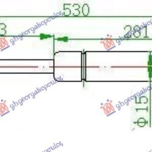 AMORTIZER GEPEK STAKLA (530L-110N) - RENAULT LAGUNA 2000-2007 (KG0/KG1)