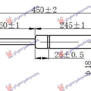 AMORTIZER GEPEK VRATA (450L-140N) - SUZUKI JIMNY 1998-2018 (SN)