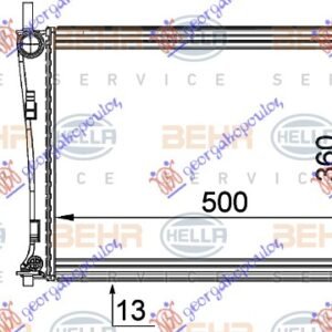 HLADNJAK MOTORA 1.2/1.4/1.6 (+/-AC) (500x356) (MAHLE BEHR) - FORD FIESTA 2002-2008 (JA/JB)