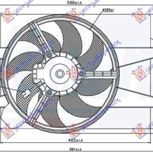 VENTILATOR KOMPLET (BENZIN/DIZEL) (+AC) (DUGULJASTI KONEKTOR) - FORD FIESTA 2002-2008 (JA/JB)