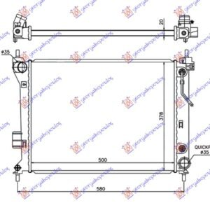 HLADNJAK MOTORA 1.2/1.4/1.6i BENZIN (AUTO) (500x380x26) (VALEO) - HYUNDAI i20 I 2008-2012 (IB/GB/PB/PBT)