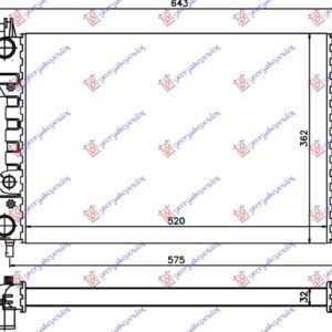 HLADNJAK MOTORA 1.2 BENZIN (52.2x37.2x32) -00 - FIAT PALIO 1999-2004 (178/173/373/374/171)