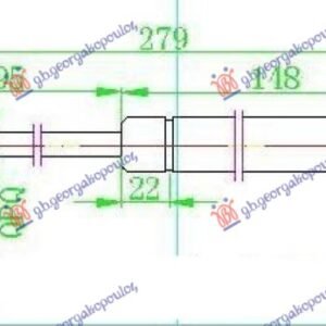 AMORTIZER GEPEK VRATA (279L-520N) - SKODA SUPERB 2001-2008 (3U4)
