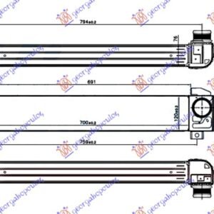 HLADNJAK INTERKULERA 1.6 THP BENZIN (700x120x76) - PEUGEOT 308 I 2008-2013 (4B/4A/4C)