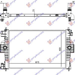 HLADNJAK MOTORA 1.6i 16V (61.3x40.5) 10- (MAHLE BEHR) - PEUGEOT 308 I 2008-2013 (4B/4A/4C)
