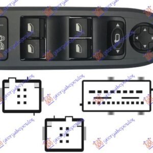 PREKIDAC U PREDNJIM VRATIMA (26 PIN) - PEUGEOT 308 I 2008-2013 (4B/4A/4C)