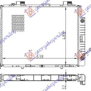 HLADNJAK MOTORA 2.8/3.2 BENZIN (AUTO) (+/-AC) (64x49.2) - MERCEDES E CLASS 1996-1999 (W210)