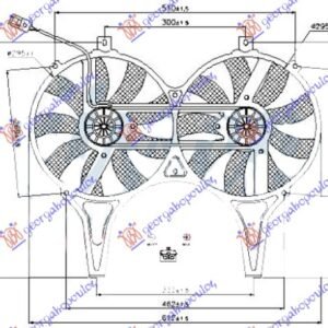 VENTILATOR (DUPLI) KOMPLET (BENZIN/DIZEL) (295/295mm) (2 PIN) - MERCEDES E CLASS 1996-1999 (W210)