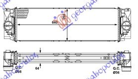 HLADNJAK INTERKULERA DIZEL (640x200x64) BRZA SPOJNICA - MERCEDES SPRINTER 208/408 2006-2013 (W906)