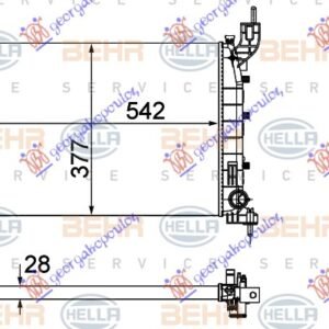 HLADNJAK MOTORA 1.4i 8V (+/-AC) (540x375x28) (MAHLE BEHR) - FIAT LINEA 2007-2013 (323/110)