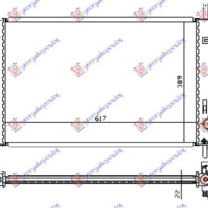 HLADNJAK MOTORA 1.6/1.8/2.0Icc 16V (+/-AC) (62x39.5) (VALEO) - FORD MONDEO 1993-1996 (UDS/UNS/BNP/GBP)