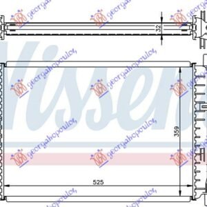 HLADNJAK MOTORA 1.4/1.6/1.8 16V 1.8D (+/-AC) (52.5x36.5) - FORD ESCORT 1995-1998 (GAL/ANL)