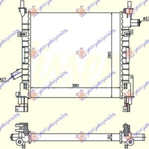 HLADNJAK MOTORA BENZIN (+/-AC) (380x349 x16) - FORD KA 1997-2008 (RB)