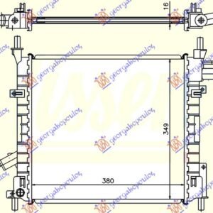HLADNJAK MOTORA BENZIN (+/-AC) (380x349x16) - FORD KA 1997-2008 (RB)