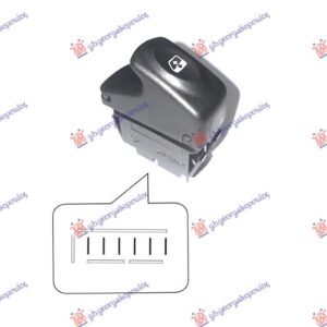 PREKIDAC U PREDNJIM/ZADNJIM VRATIMA L=D (CRNI KONEKTOR) (6 PIN) - RENAULT MEGANE SDN 1996-1998 (LM0/LM1)
