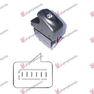 PREKIDAC U PREDNJIM/ZADNJIM VRATIMA L=D (CRNI KONEKTOR) (6 PIN) - RENAULT MEGANE SDN 1996-1998 (LM0/LM1)