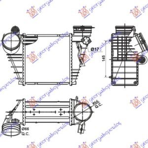 HLADNJAK INTERKULERA 1.9 TDI (18.3x18.9x8.5) ASZ - VW GOLF IV 1998-2004 (1J1/1J5)