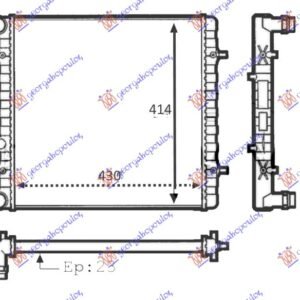 HLADNJAK MOTORA 1.4/1.6 (MAN) (-AC) (43x41.5x2.3) (VALEO) - VW GOLF IV 1998-2004 (1J1/1J5)