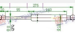 AMORTIZER GEPEK VRATA (275L-590N) - AUDI 80 1986-1991 (893/894/8A2)